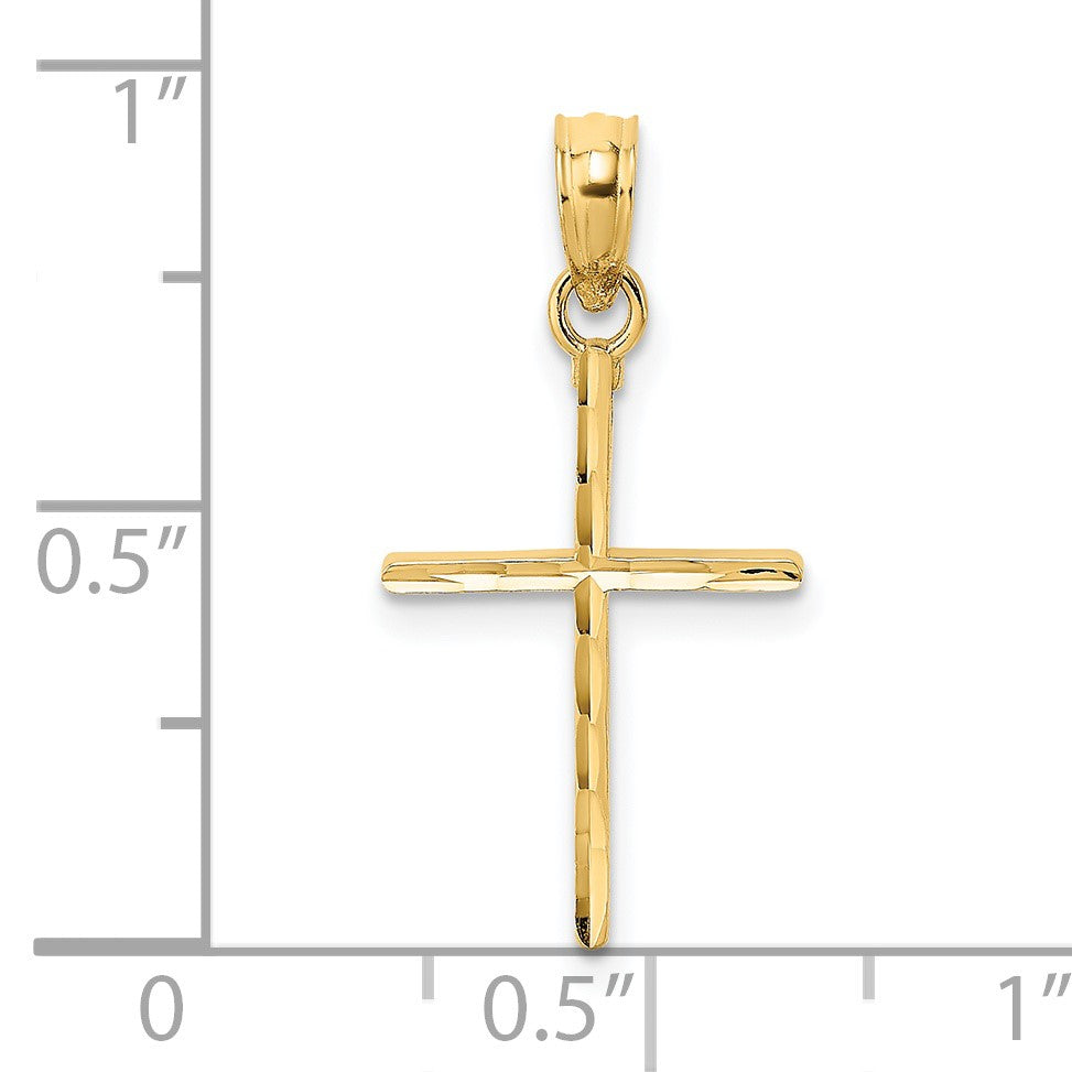 14K Diamond-cut and Polished Cross Charm