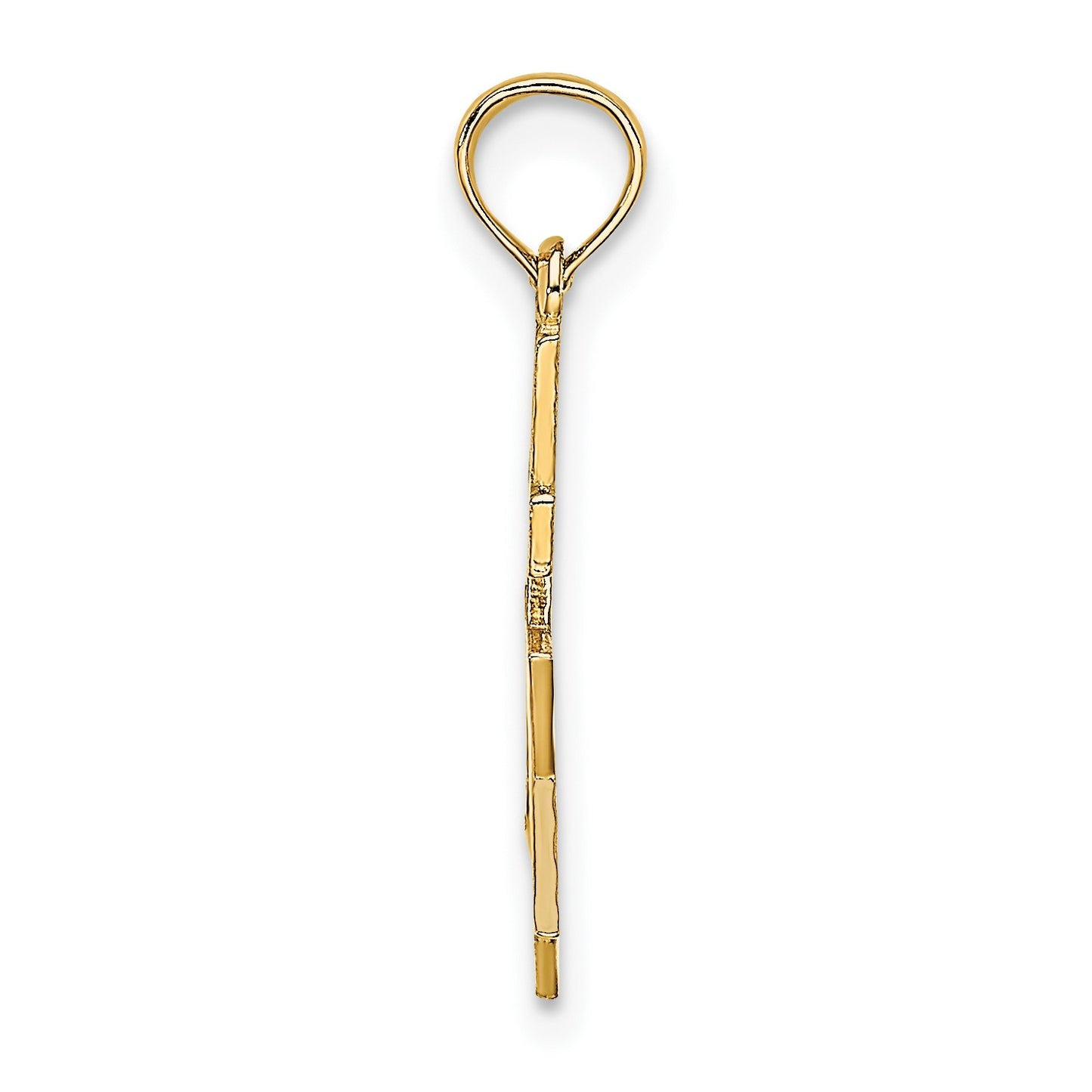 14K Polished and Textured Star Of David and Cross Charm
