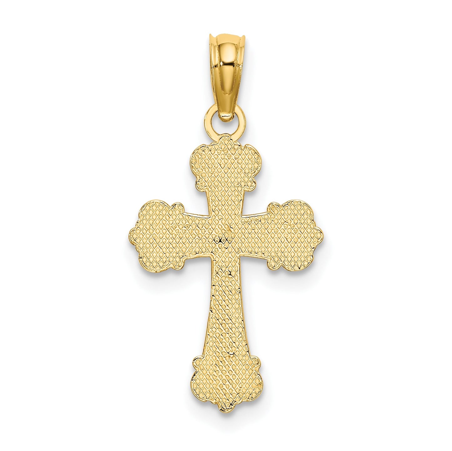 14K Cross with Scroll Tips and Button Center Charm