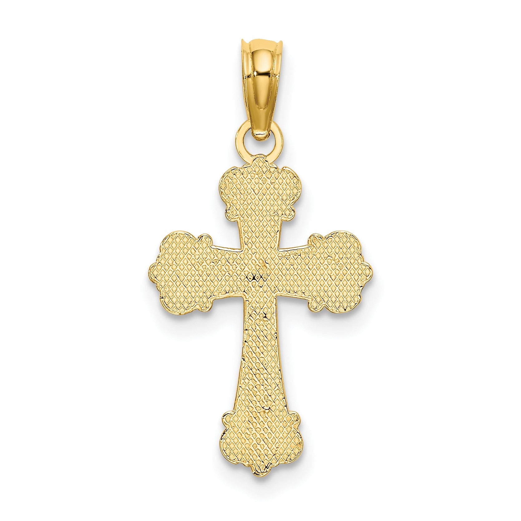 14K Cross with Scroll Tips and Button Center Charm