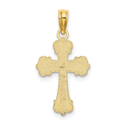 14K Cross with Scroll Tips and Button Center Charm