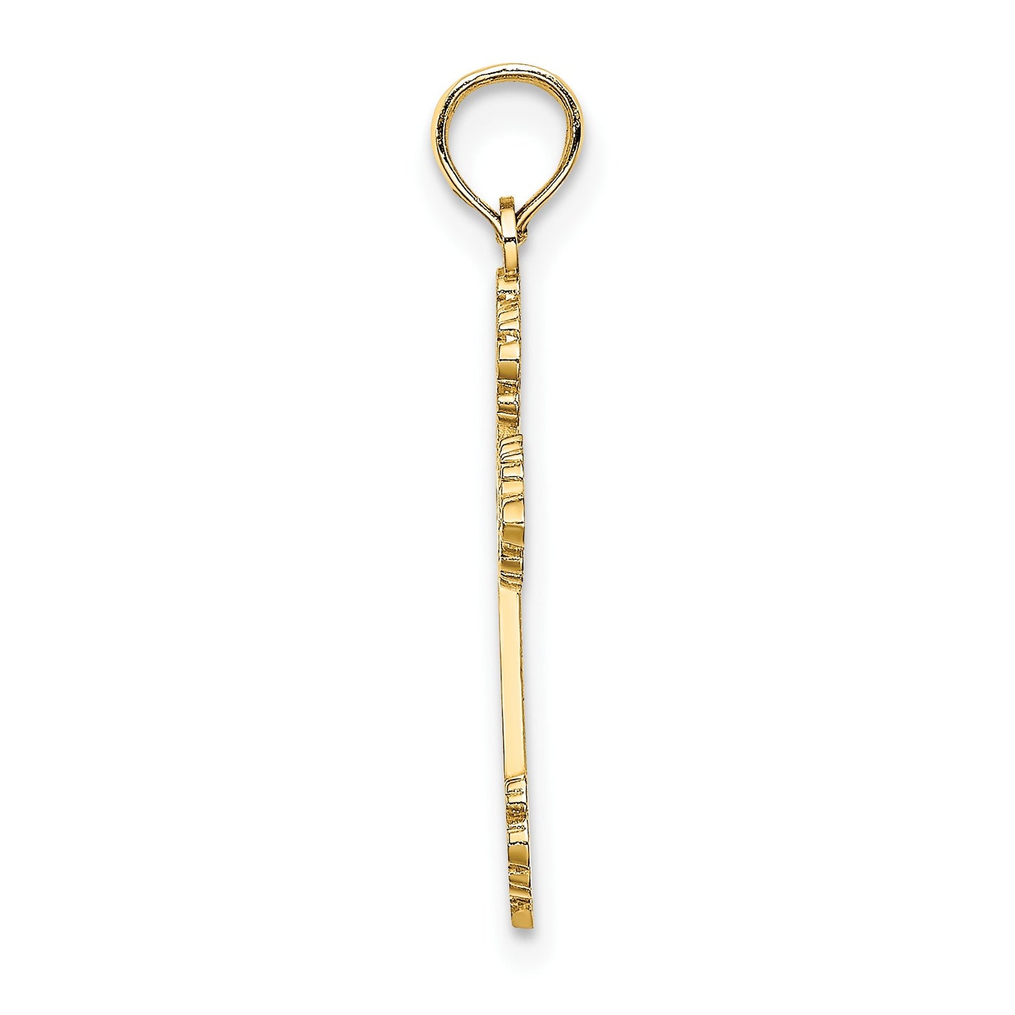 14K Polished and Textured Fancy Cross Charm