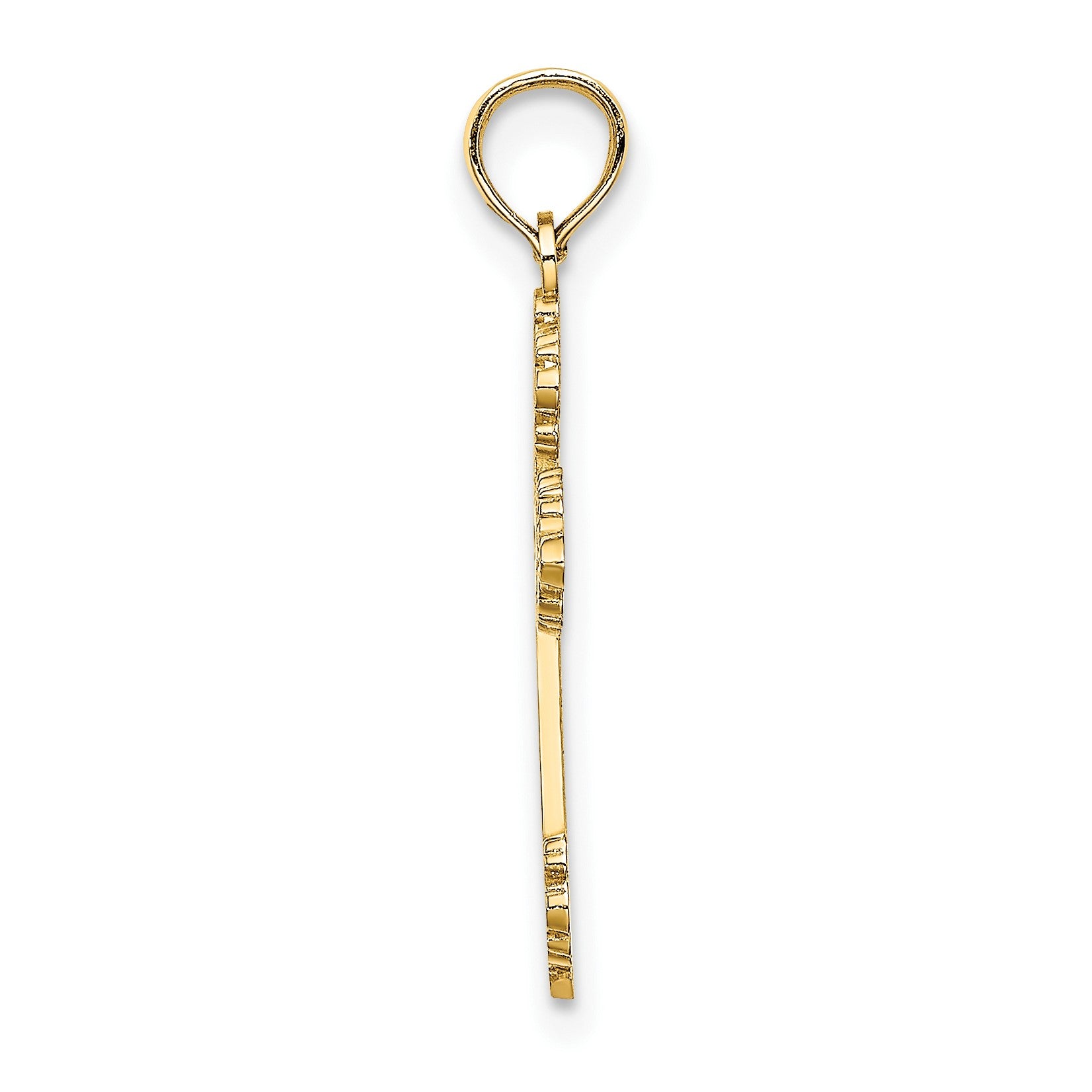 14K Polished and Textured Fancy Cross Charm