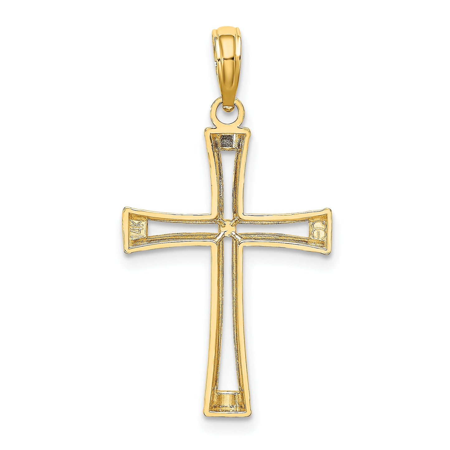 14K Polished and Cut-Out Cross Pendant