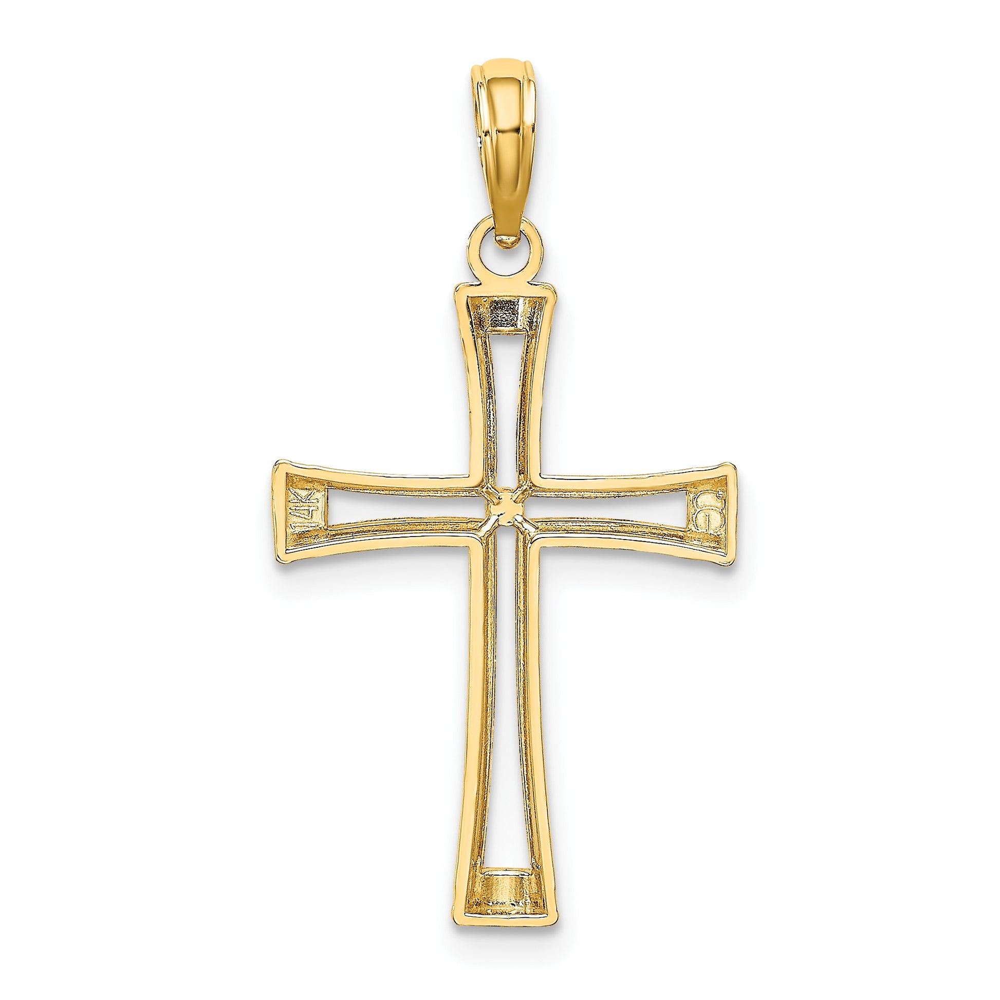 14K Polished and Cut-Out Cross Pendant