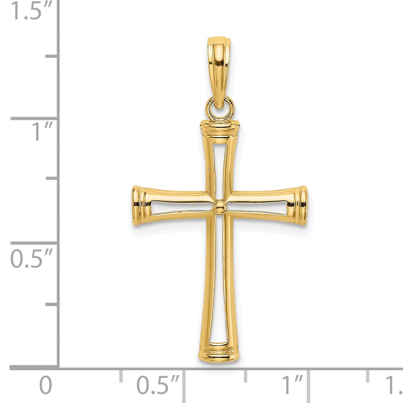 14K Polished and Cut-Out Cross Pendant