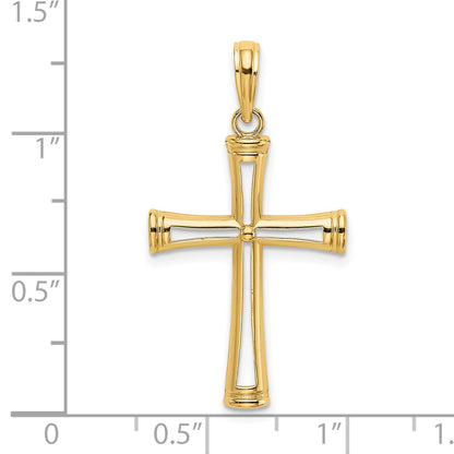 14K Polished and Cut-Out Cross Pendant