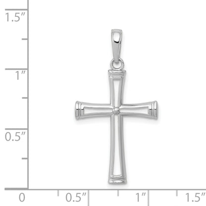 14K White Gold Polished and Cut-Out Cross Pendant