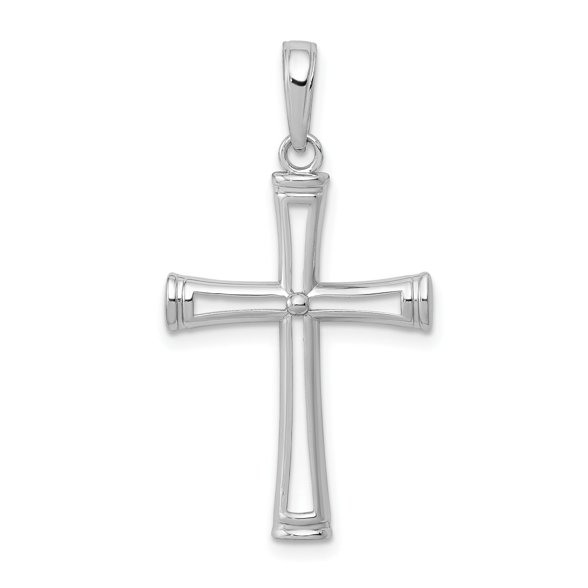 14K White Gold Polished and Cut-Out Cross Pendant