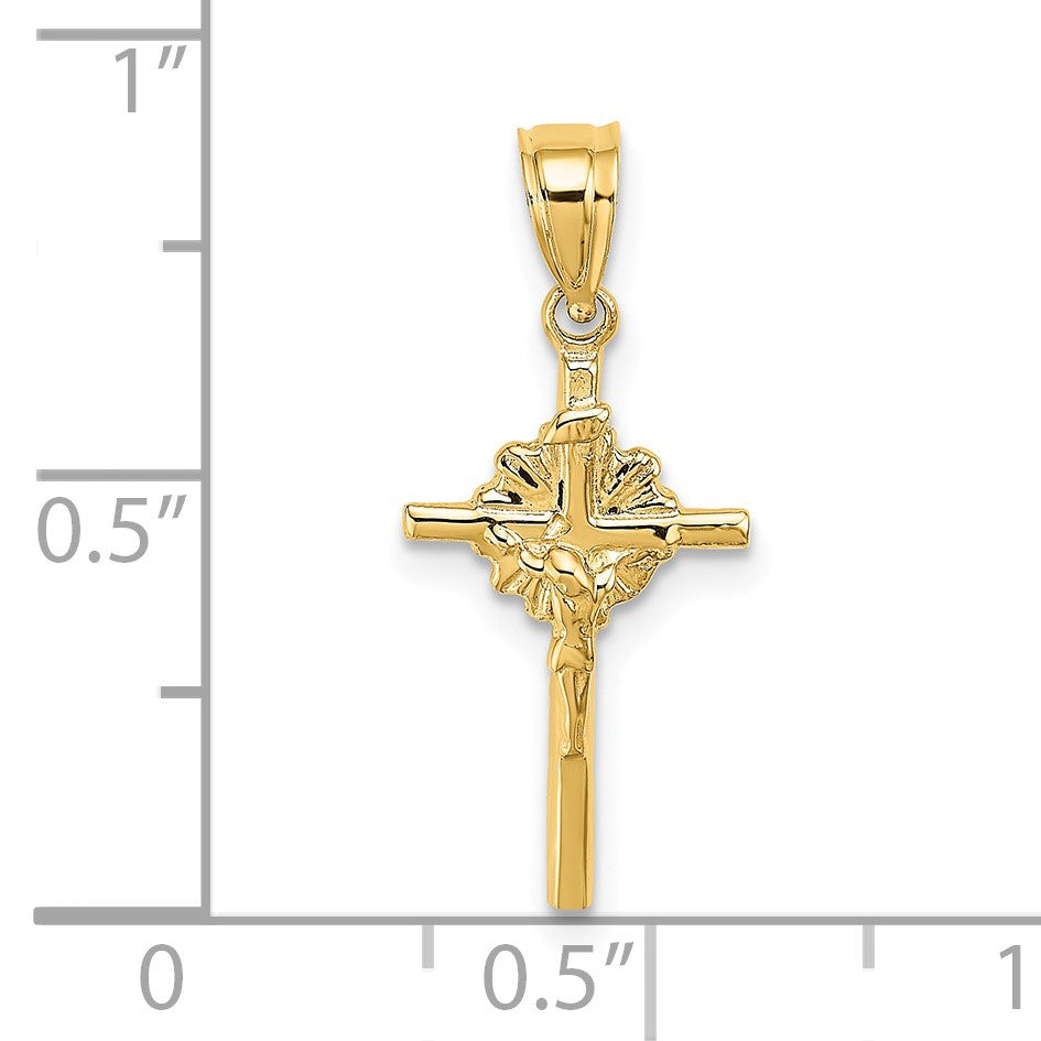 14K 2-D Starburst Crucifix Charm