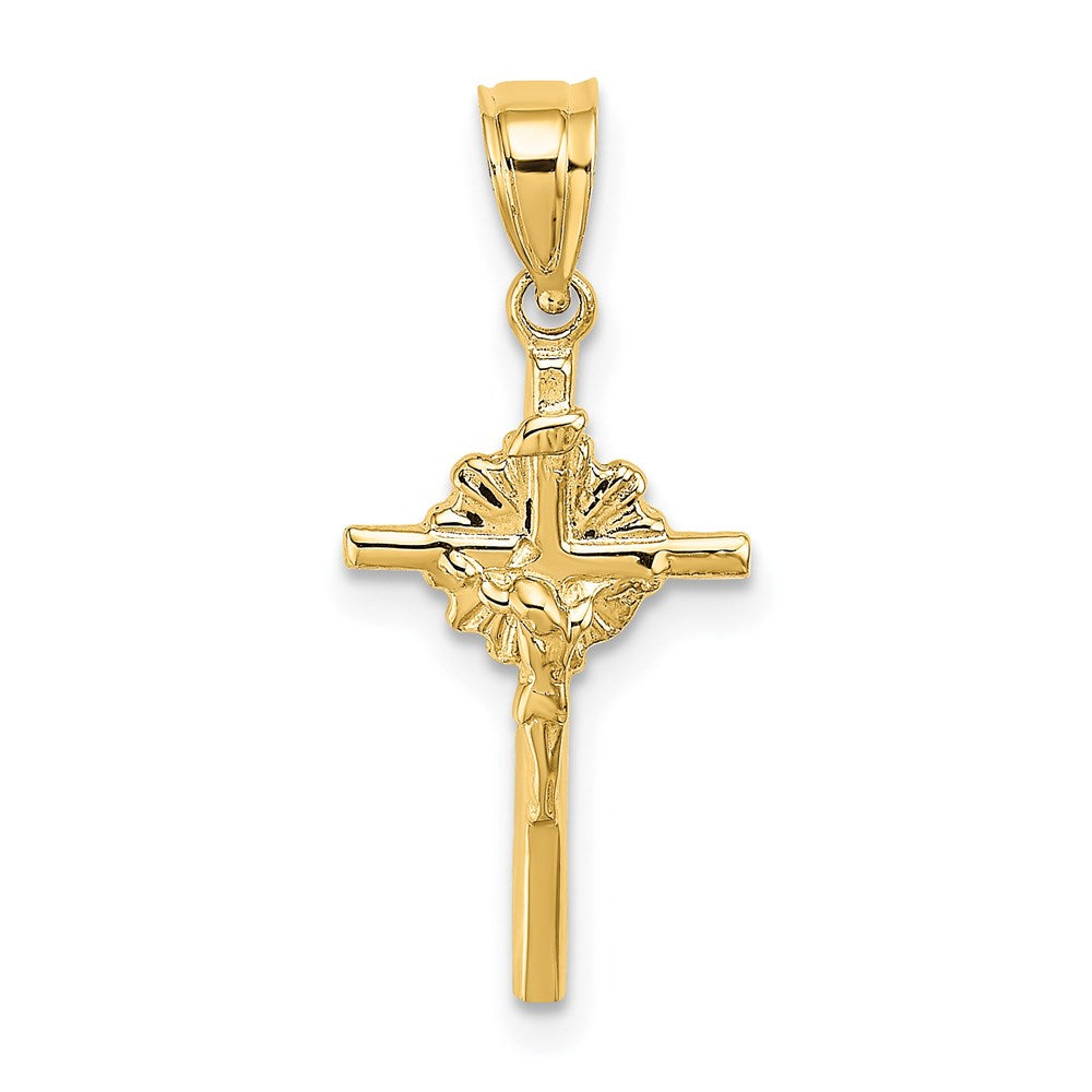 14K 2-D Starburst Crucifix Charm