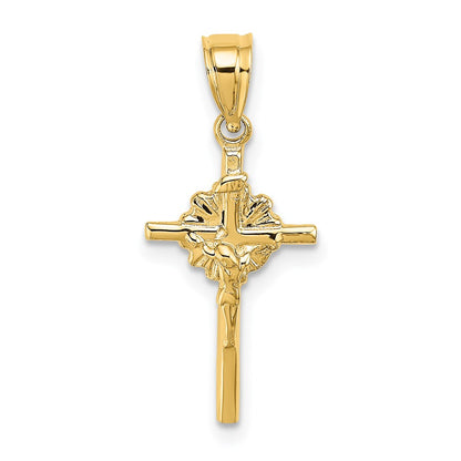 14K 2-D Starburst Crucifix Charm