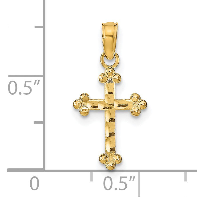 14k Diamond-cut Cross Pendant