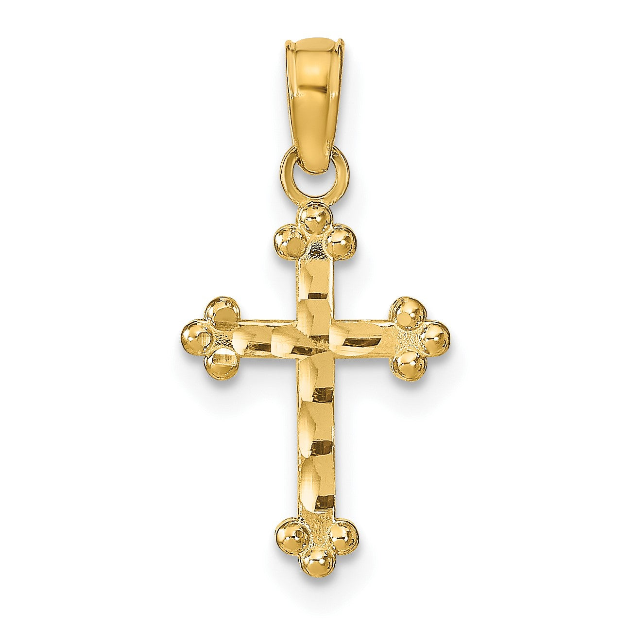 14k Diamond-cut Cross Pendant
