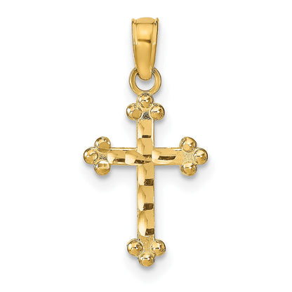 14k Diamond-cut Cross Pendant