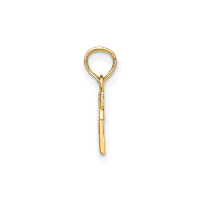 14K Polished and Textured Mini Cross Charm