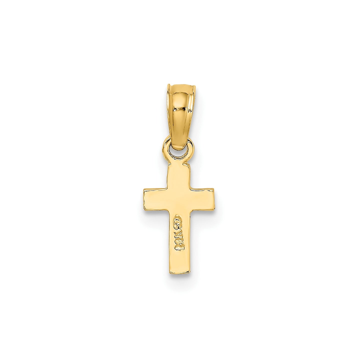 14K Polished and Textured Mini Cross Charm