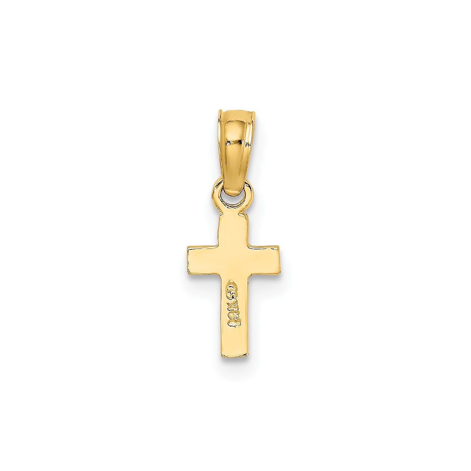 14K Polished and Textured Mini Cross Charm