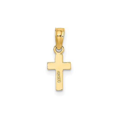 14K Polished and Textured Mini Cross Charm