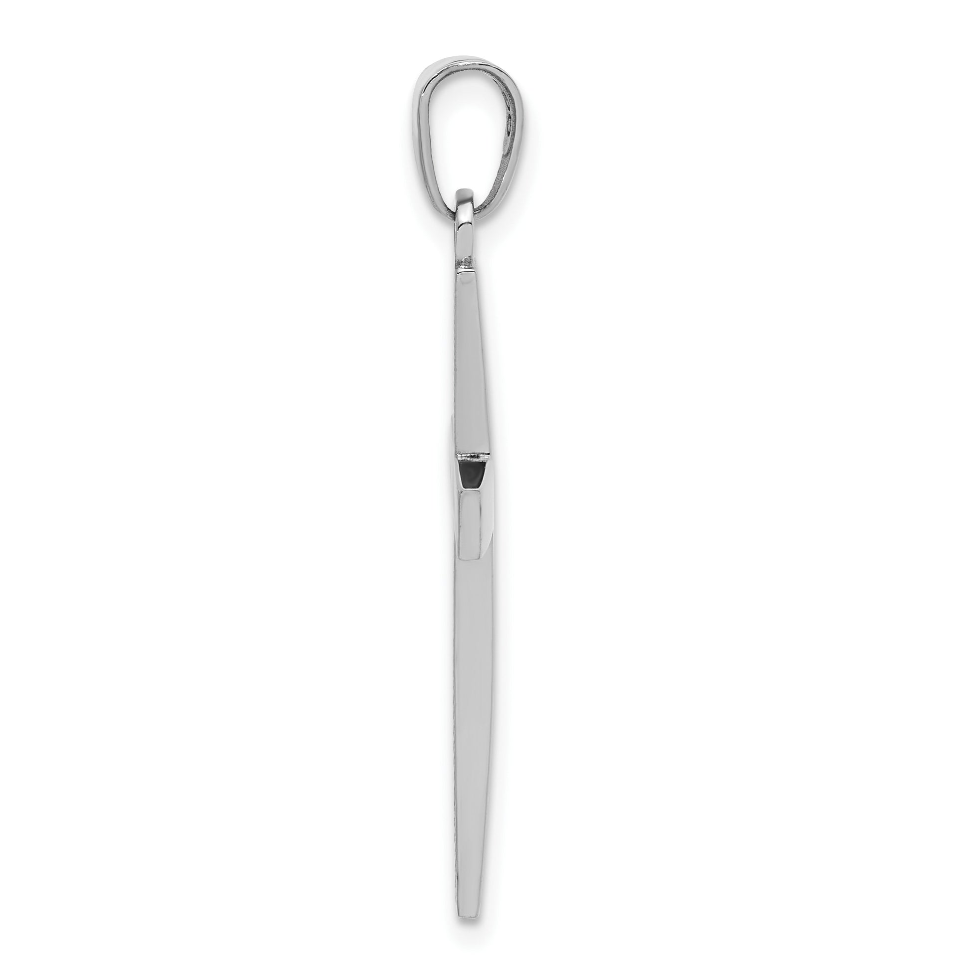 14K White Gold Polished Beveled Cross Charm