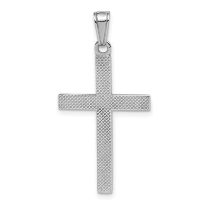 14K White Gold Polished Beveled Cross Charm