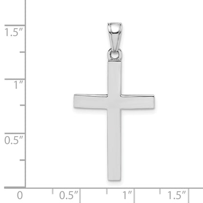 14K White Gold Polished Beveled Cross Charm