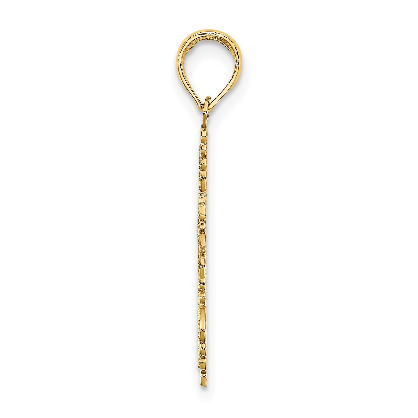14K Textured with Lace Trim Cross Charm