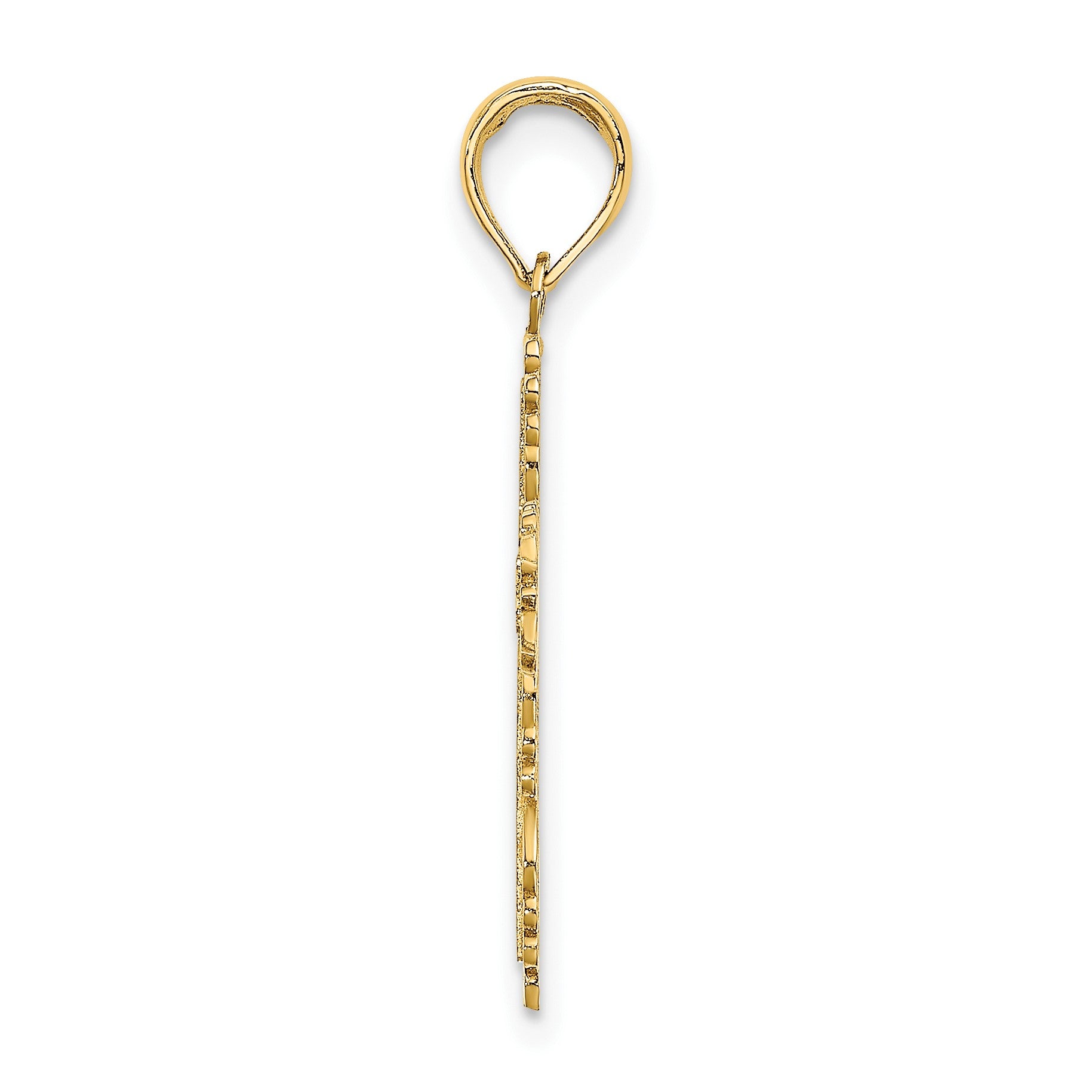 14K Textured with Lace Trim Cross Charm