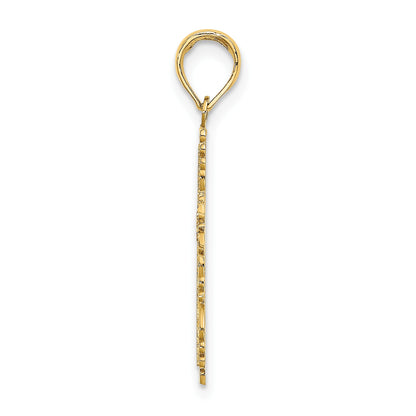 14K Textured with Lace Trim Cross Charm