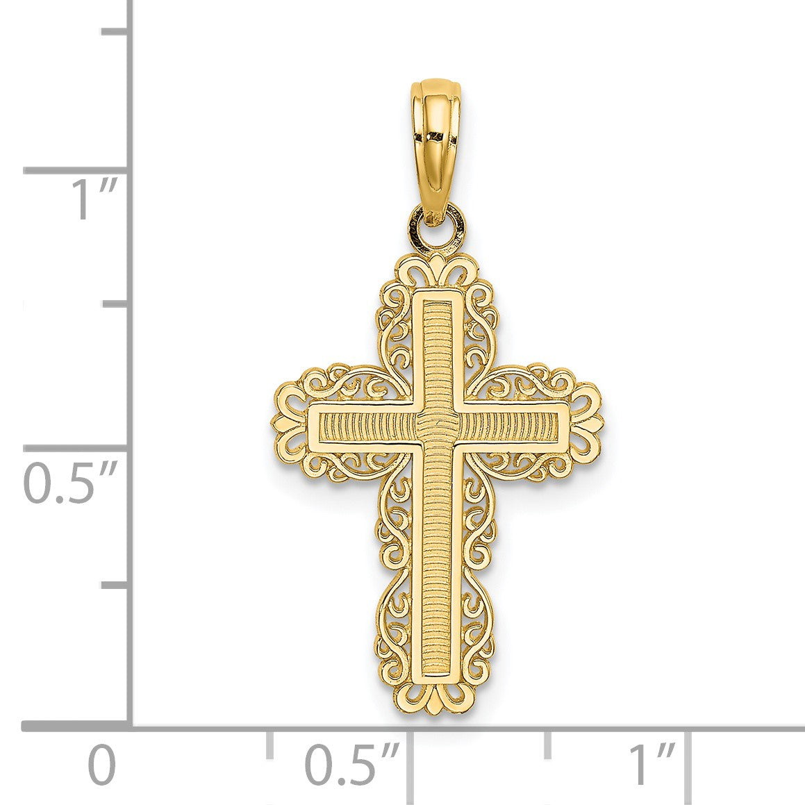14K Textured with Lace Trim Cross Charm