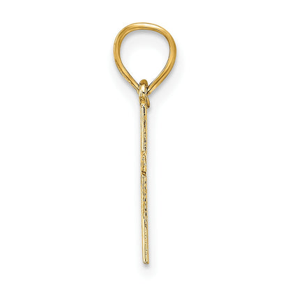 14K Polished with  Star Pattern Mini Cross Charm