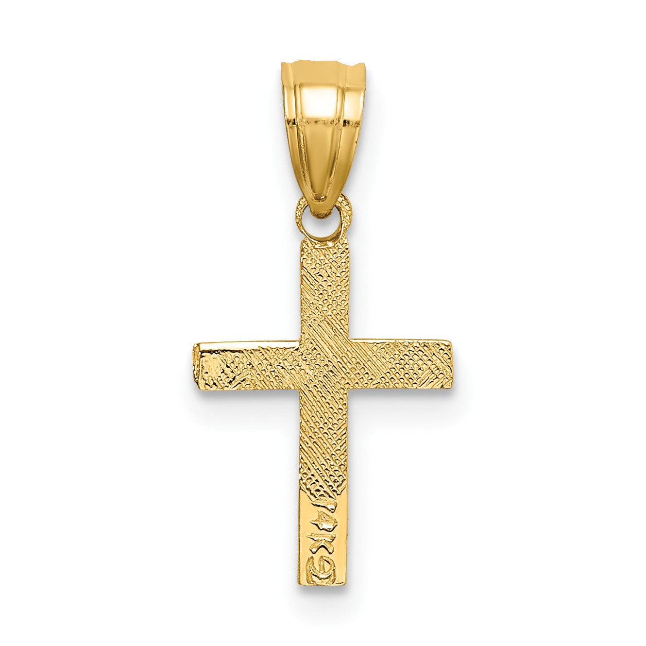 14K Polished with  Star Pattern Mini Cross Charm