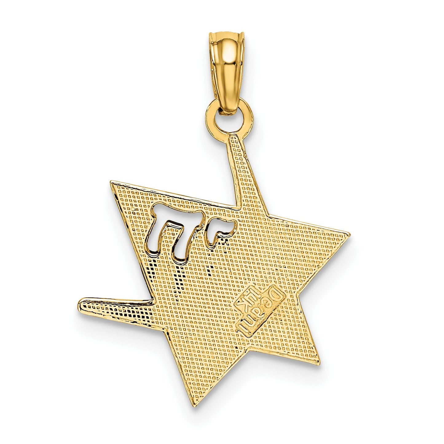 14K Polished Star Of David with Chai Charm