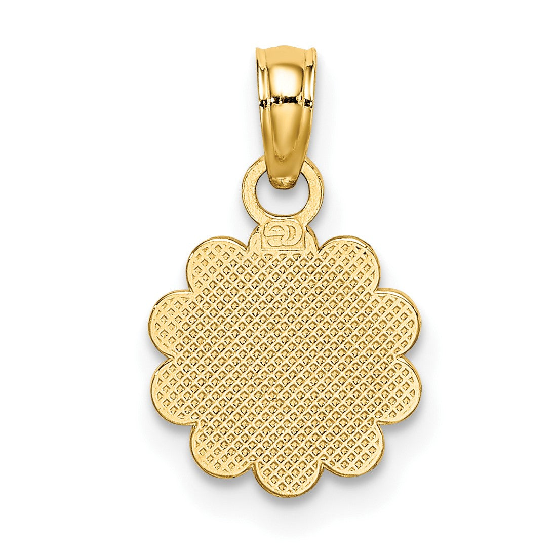 14K Praying Hands and Cross On Scalloped Round Disc Charm