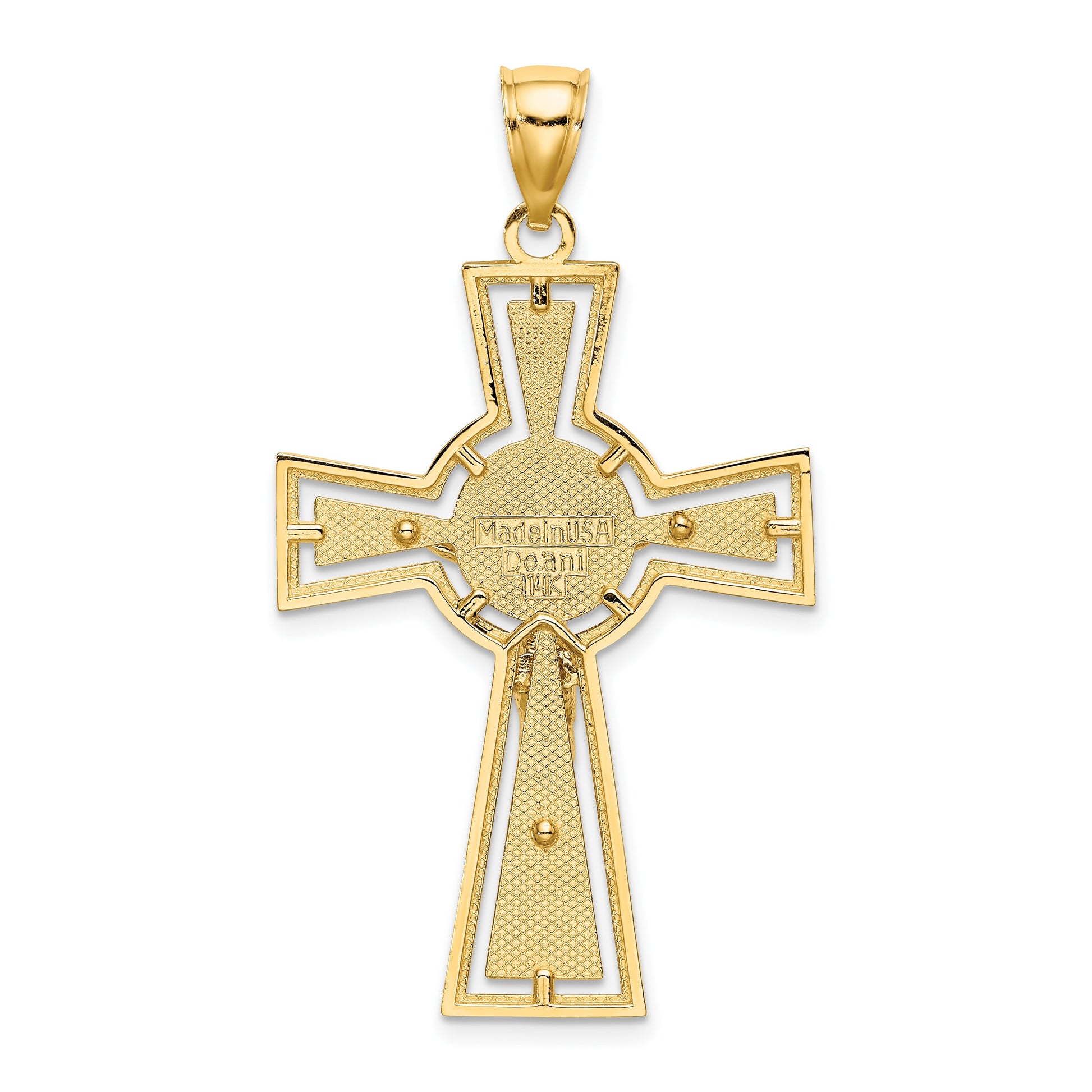 14K Cut-Out Crucifix with Center Circle Charm