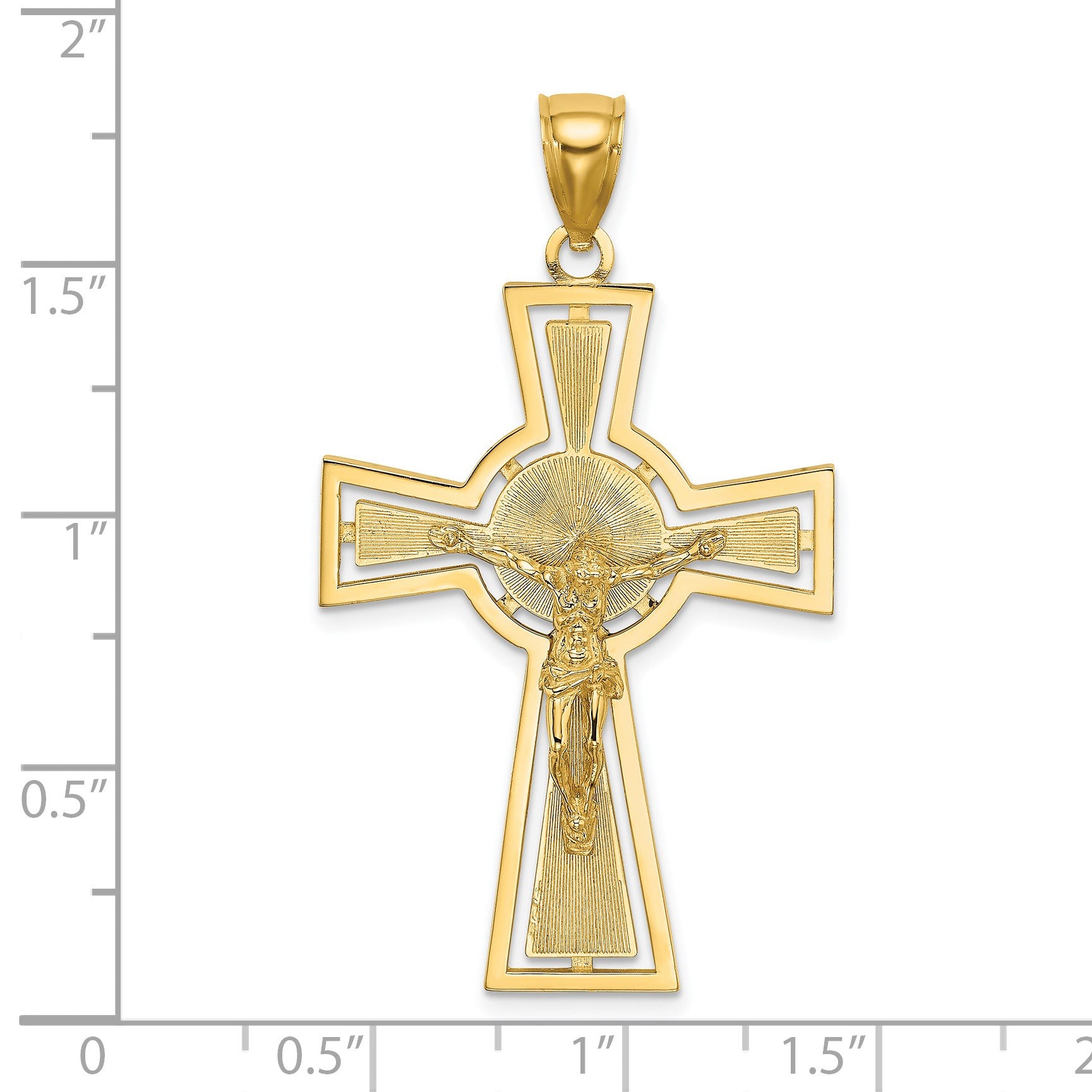 14K Cut-Out Crucifix with Center Circle Charm