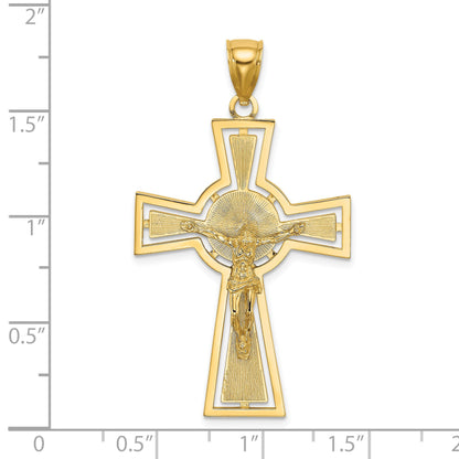 14K Cut-Out Crucifix with Center Circle Charm