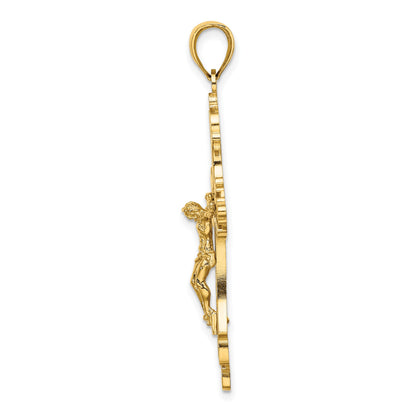 14K Textured Cut-Out Crucifix with Budded Tips Charm
