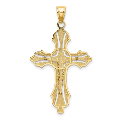 14K Textured Cut-Out Crucifix with Budded Tips Charm
