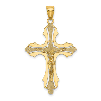 14K Textured Cut-Out Crucifix with Budded Tips Charm