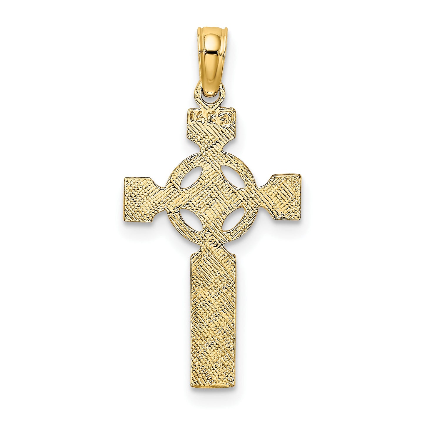14K Textured Celtic Cross with Eternity Circle Charm