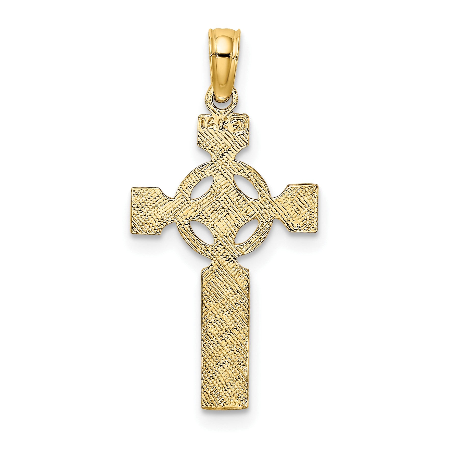 14K Textured Celtic Cross with Eternity Circle Charm
