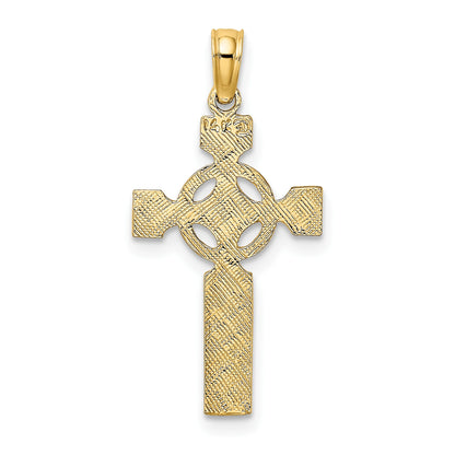 14K Textured Celtic Cross with Eternity Circle Charm