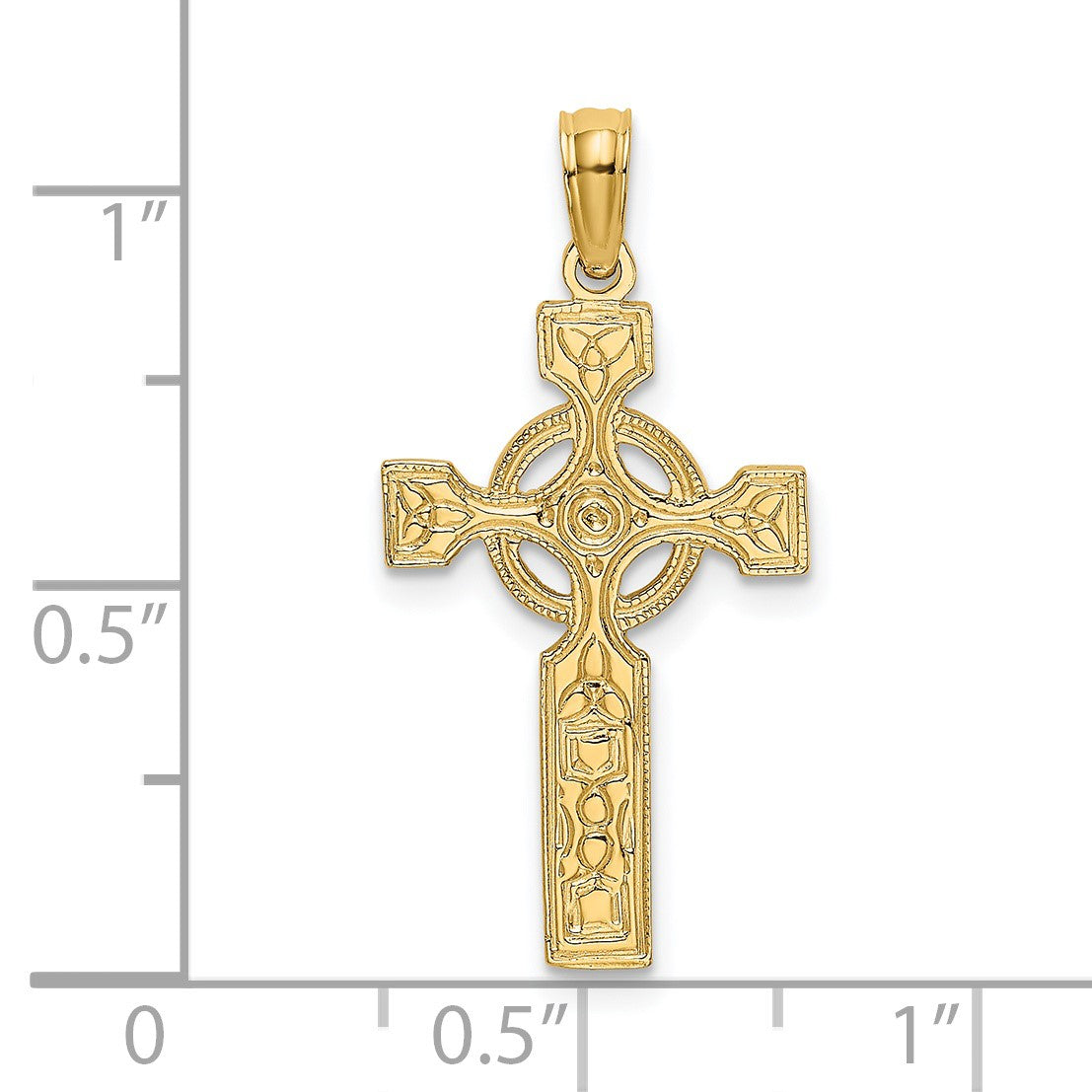 14K Textured Celtic Cross with Eternity Circle Charm