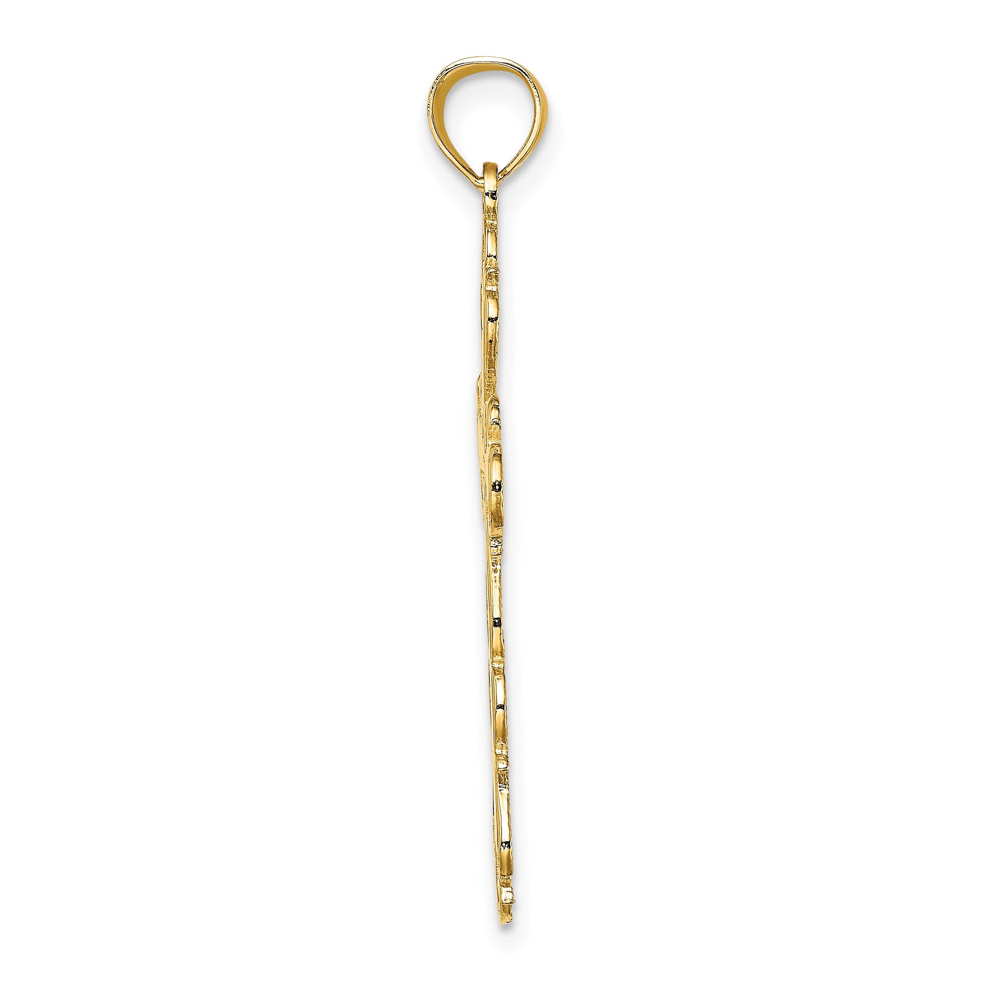 14K Polished Lace Trim Cross Charm