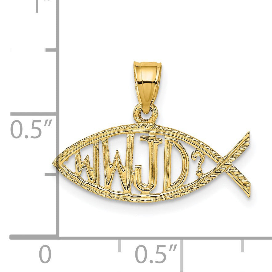 14K WWJD Ichthus Fish Charm