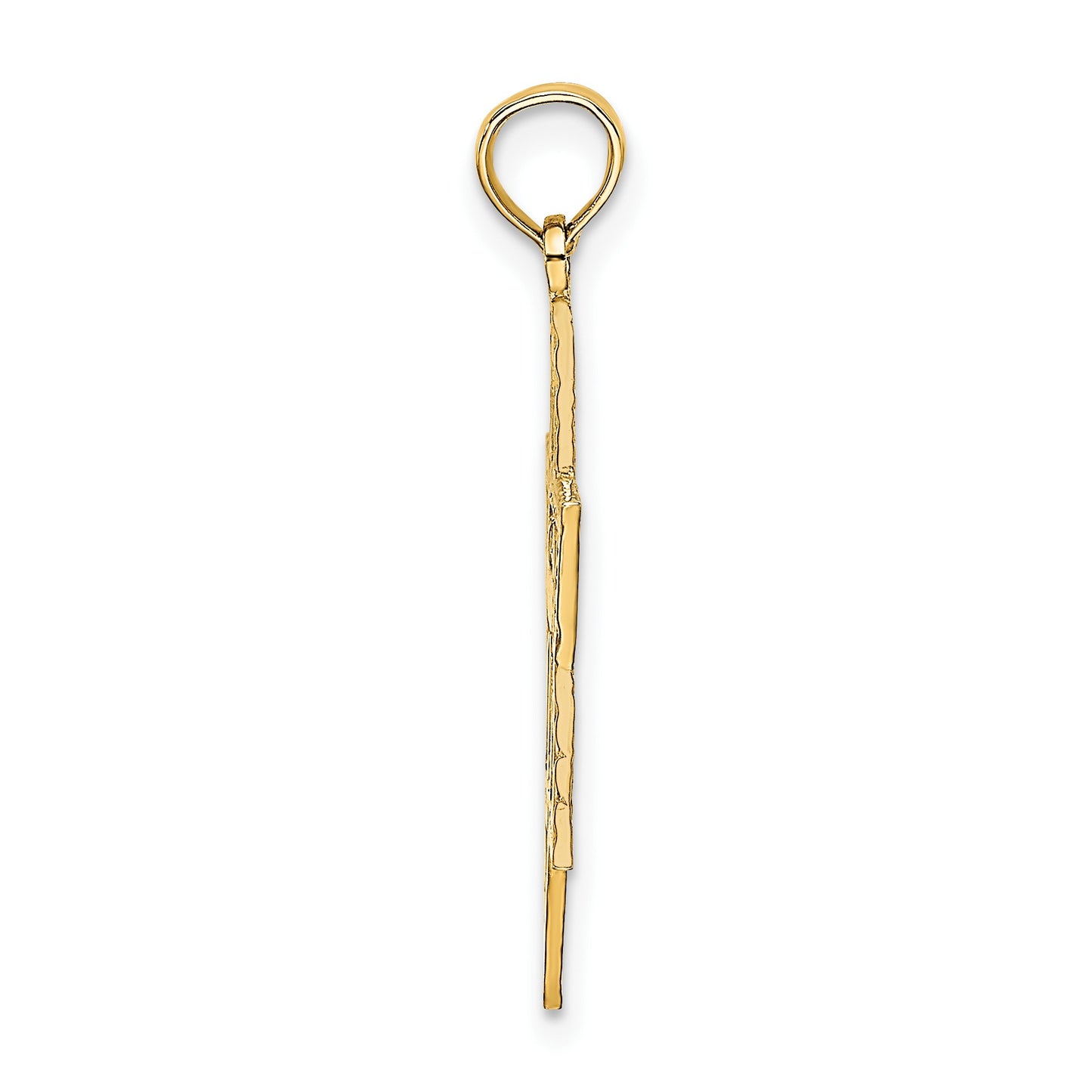 14K Textured Star of David with Chai Center Charm