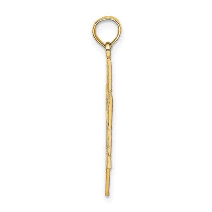 14K Textured Star of David with Chai Center Charm