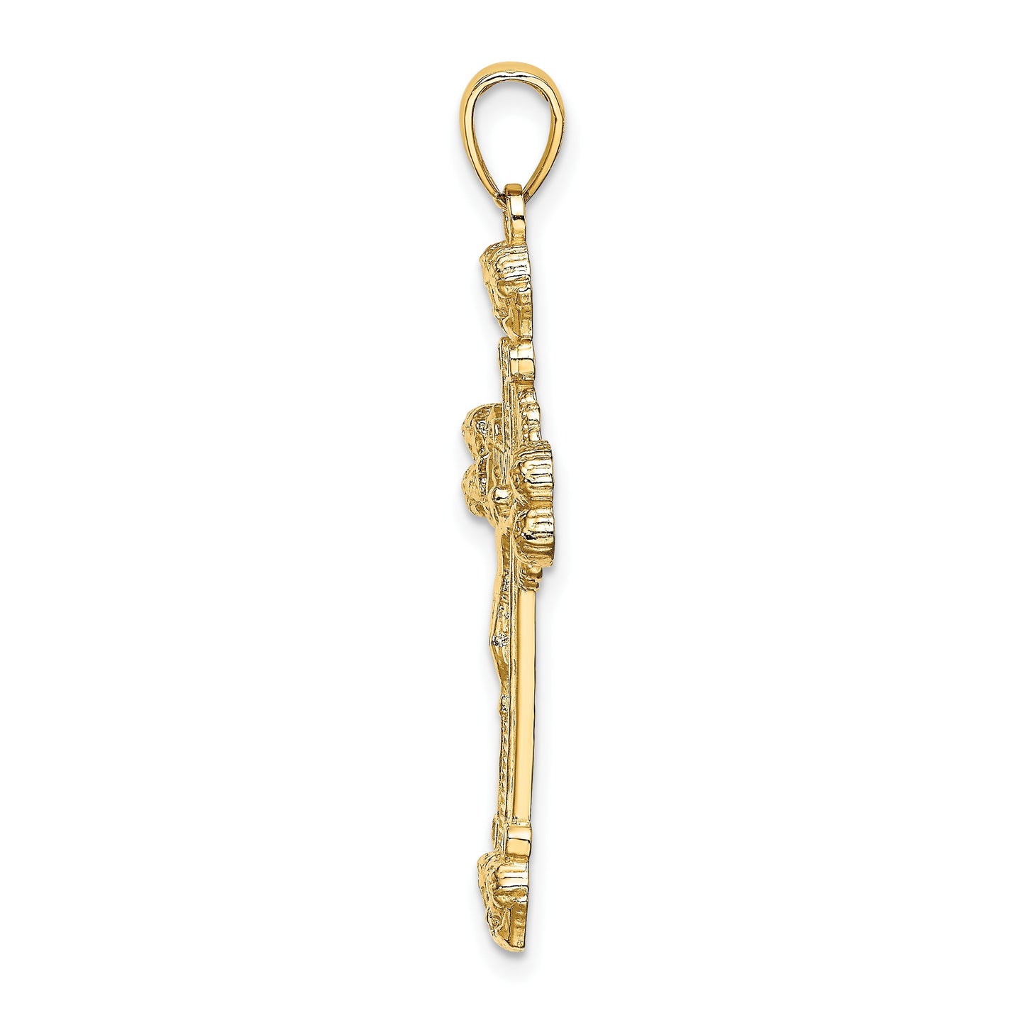 14K Crucifix with Sunburst Charm