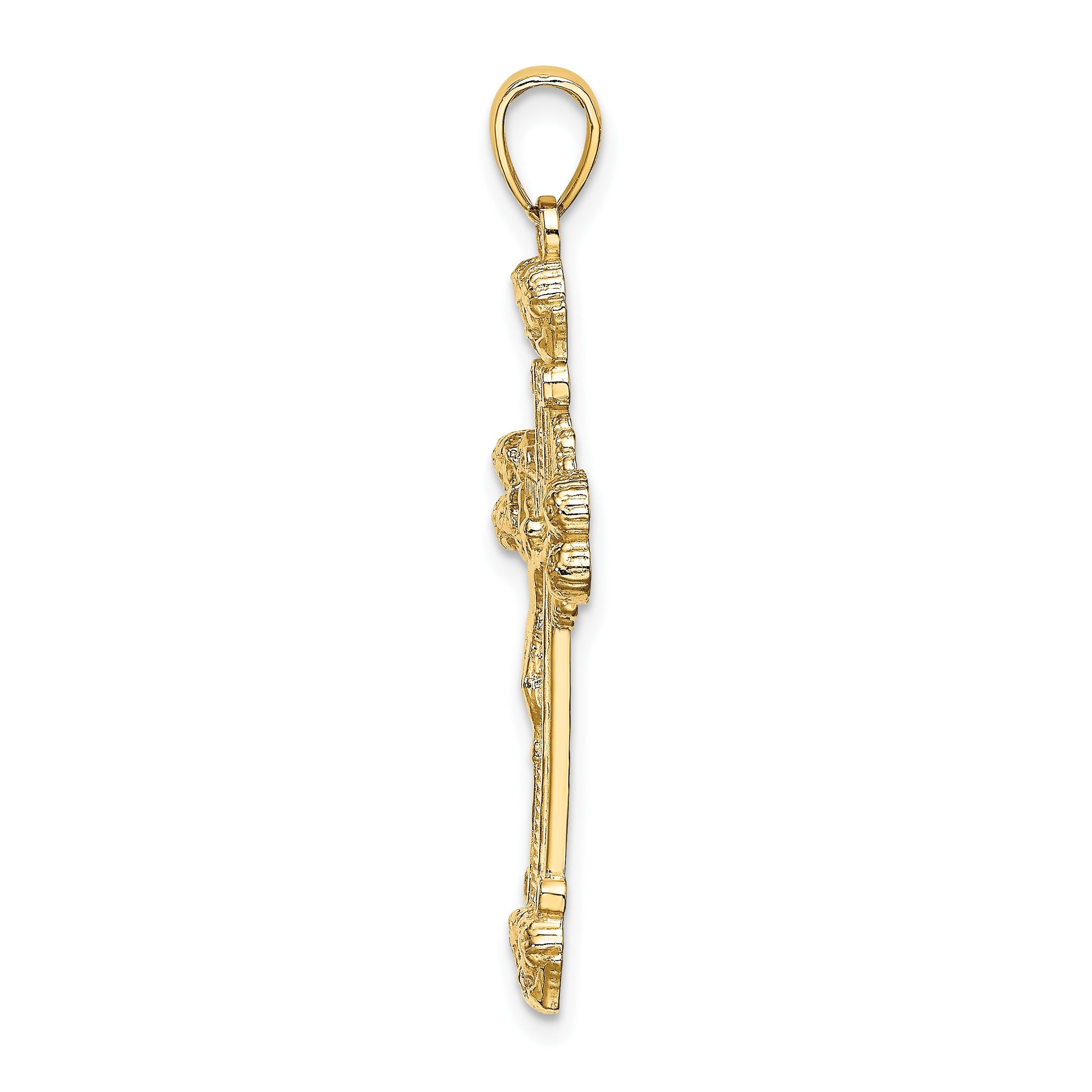 14K Crucifix with Sunburst Charm